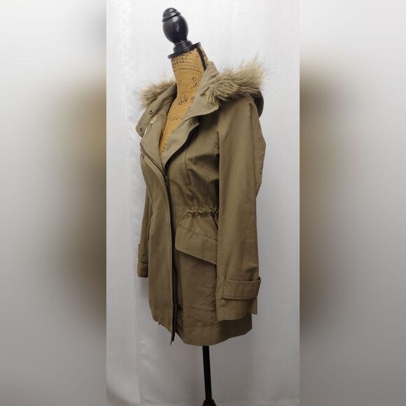 Loft Fur Hood Zip-up Parka Anorak Jacket Sz XSP 19" Pit to Pit - Picture 3 of 13